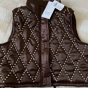 Brown bling puffer vest